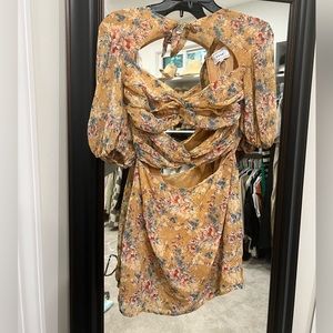 Sabo Skirt Floral Midi Dress - Mustard and Pink